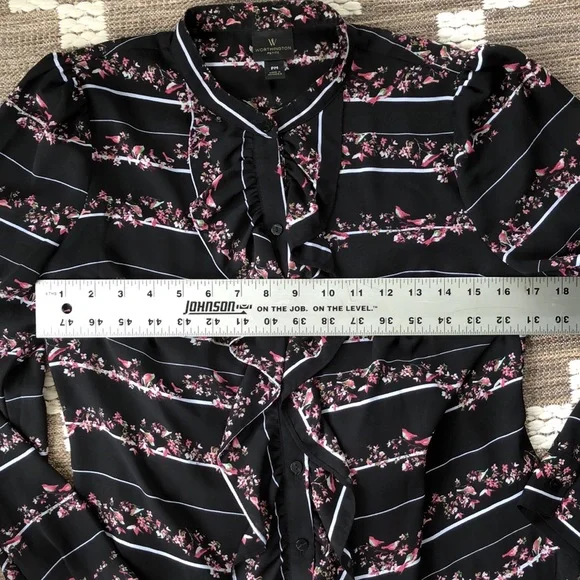 Worthington feminine Ruffle and Birds Shirt-Medium - Picture 7 of 9